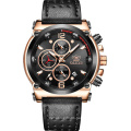 OLEVS 9905  Brand Men Quartz Watch Military Sports Analog Quartz Waterproof Watches Auto Date Luxury Leather Chronograph Watches